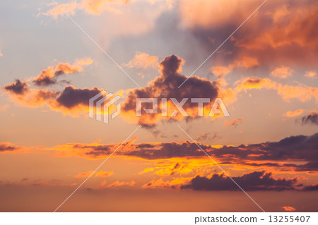 Dramatic sunset over the sea. Sky background 13255407