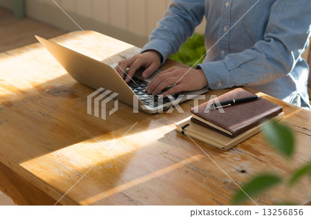 A woman who plays a personal computer A woman who plays a personal computer 13256856