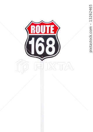 vintage route 168 road  sign isolated on white background 13262465