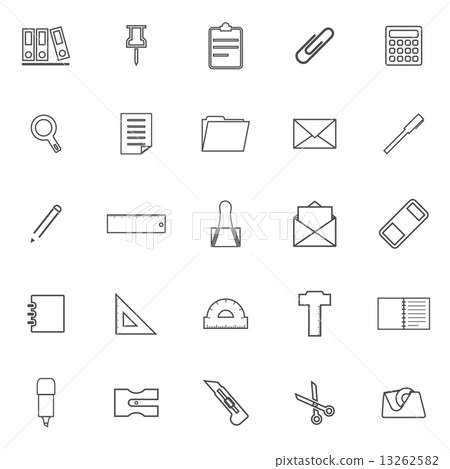 Stationery line icons on white background 13262582