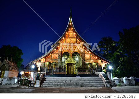 Wat Xieng thong temple in twilight, Luang Pra bang, Laos 13263588