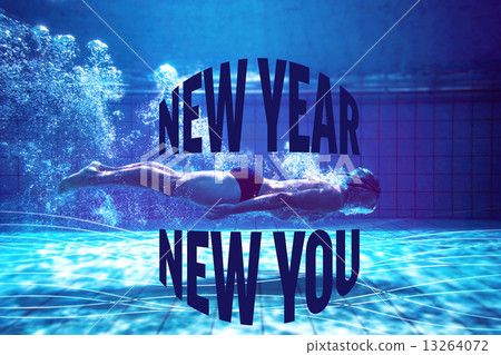 Composite image of fit swimmer training by himself Composite image of fit swimmer training by himself 13264072