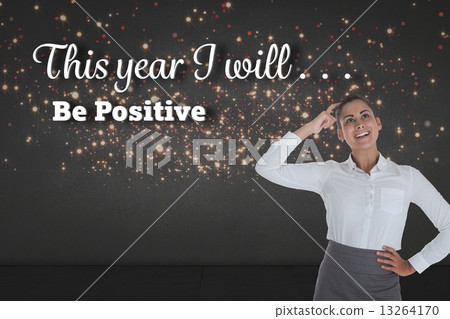 Composite image of smiling thoughtful businesswoman Composite image of smiling thoughtful businesswoman 13264170