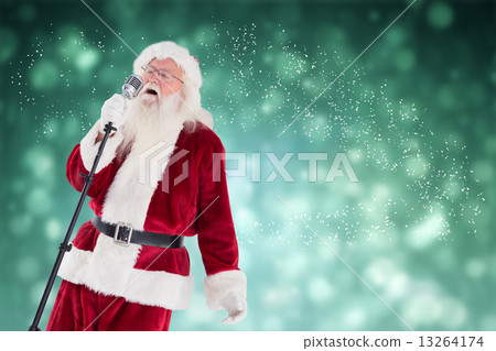 Composite image of santa sings like a superstar Composite image of santa sings like a superstar 13264174