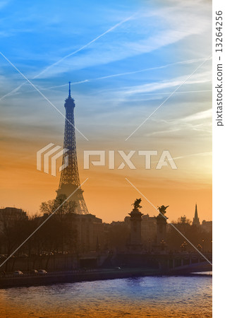 Eiffel tower and The Alexander III Bridge. Paris,Sunset.... 13264256