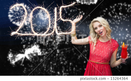 Composite image of blonde drinking cocktail Composite image of blonde drinking cocktail 13264364