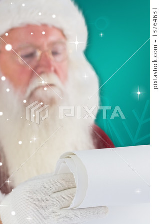 Composite image of santa claus reads a list 13264631