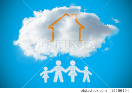 Composite image of cloud in shape of family 13266194