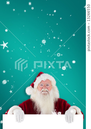Composite image of santa looks over a sign Composite image of santa looks over a sign 13266550