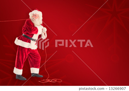 Composite image of santa pushes a shopping cart Composite image of santa pushes a shopping cart 13266907