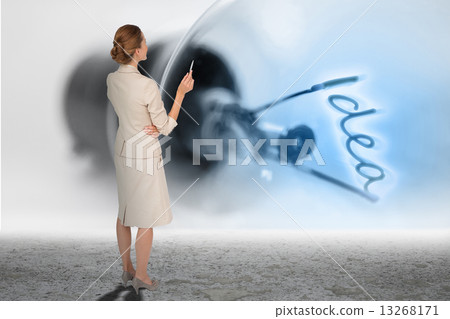 Composite image of thinking businesswoman Composite image of thinking businesswoman 13268171