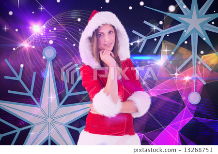 Composite image of festive brunette smiling at camera Composite image of festive brunette smiling at camera 13268751