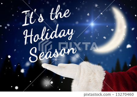 Composite image of santa claus shows open hand 13270460
