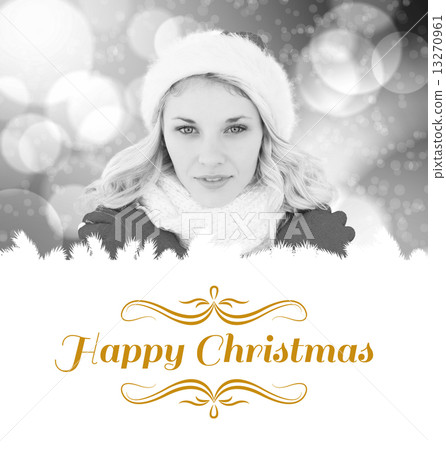 Composite image of happy festive blonde Composite image of happy festive blonde 13270961