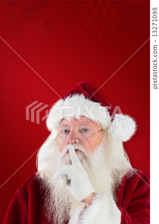 Composite image of santa asking for quiet to camera Composite image of santa asking for quiet to camera 13271098