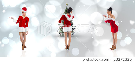 Composite image of different festive brunettes 13272329