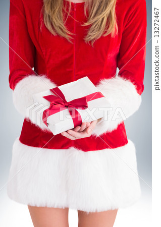 Sexy santa girl holding gift 13272467