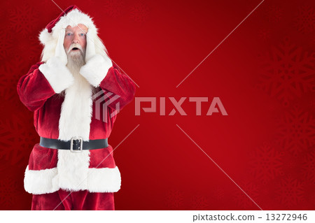 Composite image of santa is shocked to camera Composite image of santa is shocked to camera 13272946