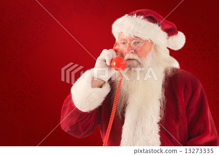 Composite image of santa on his red phone Composite image of santa on his red phone 13273335