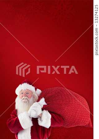 Composite image of santa claus carrying sack 13274125