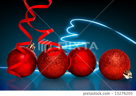 Composite image of four red christmas ball decorations Composite image of four red christmas ball decorations 13276205