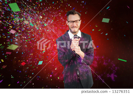 Composite image of hipster businessman giving a speech 13276351