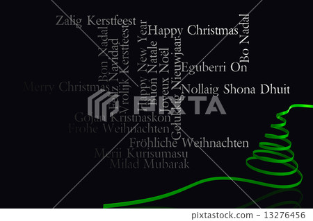 Composite image of green christmas tree ribbon Composite image of green christmas tree ribbon 13276456