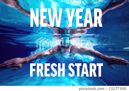 Composite image of fit swimmer training by himself 13277308