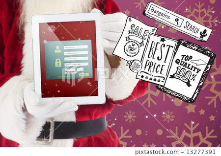 Composite image of santa claus showing tablet pc Composite image of santa claus showing tablet pc 13277391