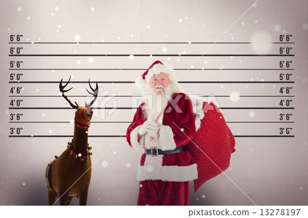 Composite image of santa carries his red bag Composite image of santa carries his red bag 13278197
