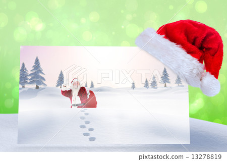 Composite image of santa delivery presents to village 13278819