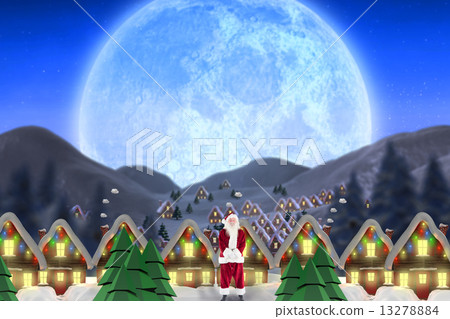 Composite image of jolly santa smiling at camera 13278884