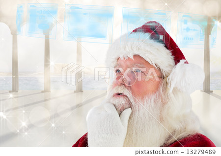 Composite image of santa is thinking about something Composite image of santa is thinking about something 13279489
