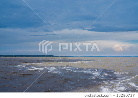 The Meeting of Waters (Portuguese: Encontro das Aguas) , Amazon River 13280737