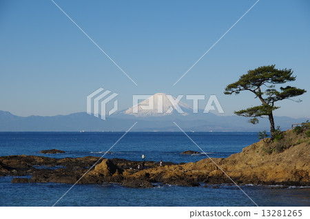 從秋穀/立石海岸（橫須賀市）眺望富士山 13281265