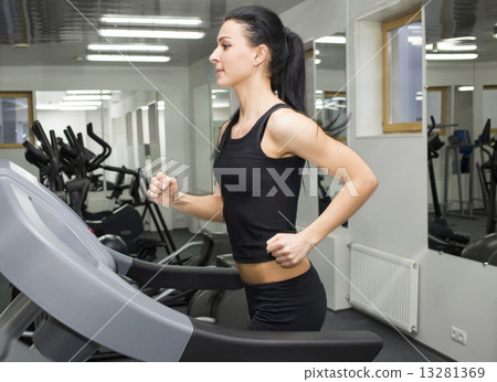 young girl goes in for sports in the gym young girl goes in for sports in the gym 13281369