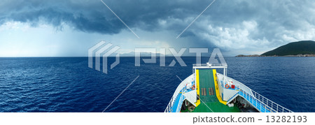 Sea summer view with stormy sky (Greece) 13282193