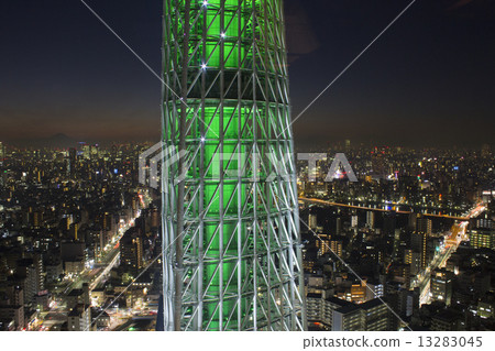 Tokyo Sky Tree, 2014 Christmas lighting, champagne tree Tokyo Sky Tree, 2014 Christmas lighting, champagne tree 13283045
