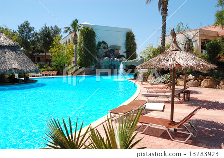 Swimming pool with bar at the modern luxury hotel, Thassos islan Swimming pool with bar at the modern luxury hotel, Thassos islan 13283923