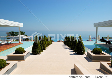 Beach view at the modern luxury hotel, Pieria, Greece Beach view at the modern luxury hotel, Pieria, Greece 13283940