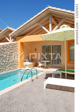 Outdoor swimming pool at luxury villa, Pieria, Greece Outdoor swimming pool at luxury villa, Pieria, Greece 13283951