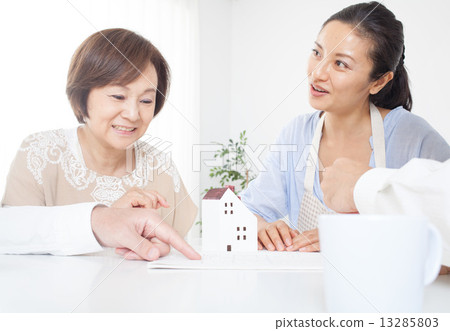考慮購買房屋的兩戶人家庭 13285803