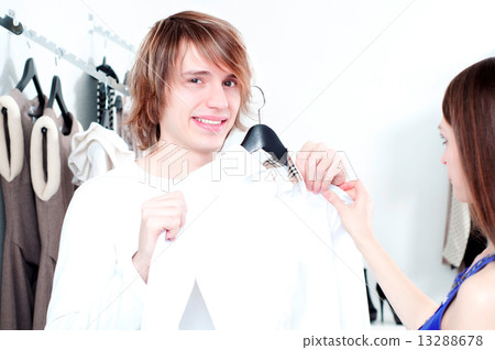 Shopping smile couple at the mall 13288678