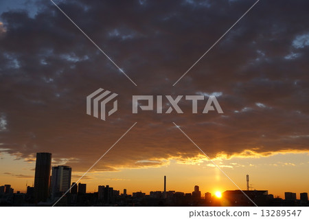 Solar pole rising from sunrise 13289547