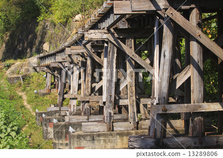 old wood structure of dead railways bridge important landmark an old wood structure of dead railways bridge important landmark an 13289806