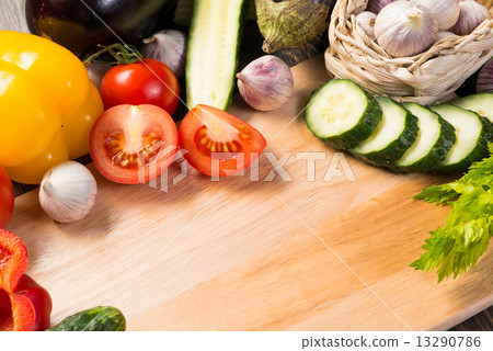 vegetables on the kitchen board vegetables on the kitchen board 13290786