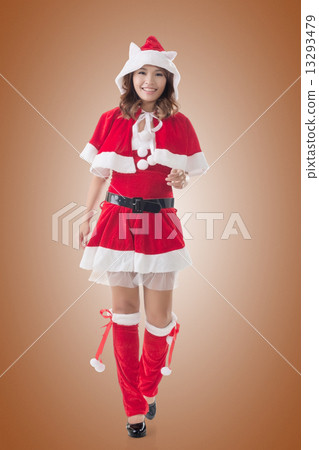 Asian Christmas girl walk Asian Christmas girl walk 13293479