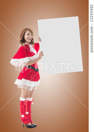 Christmas girl holding a blank board 13293482