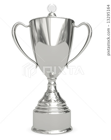 Silver trophy cup on white 13295164