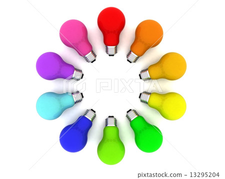 Lightbulbs kaleidoscope of rainbow colours Lightbulbs kaleidoscope of rainbow colours 13295204